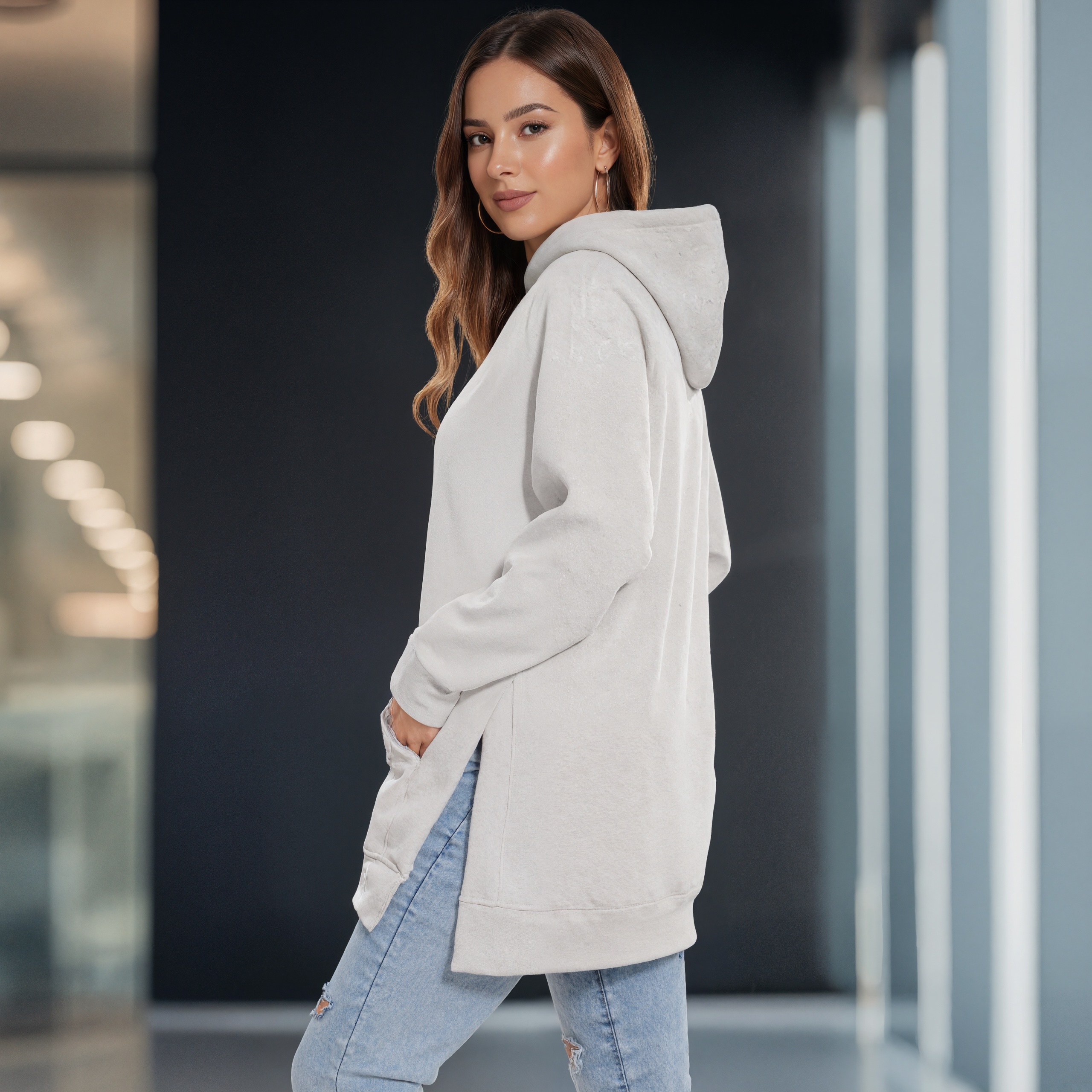 Loose Fit Pullover Hoodie Dress