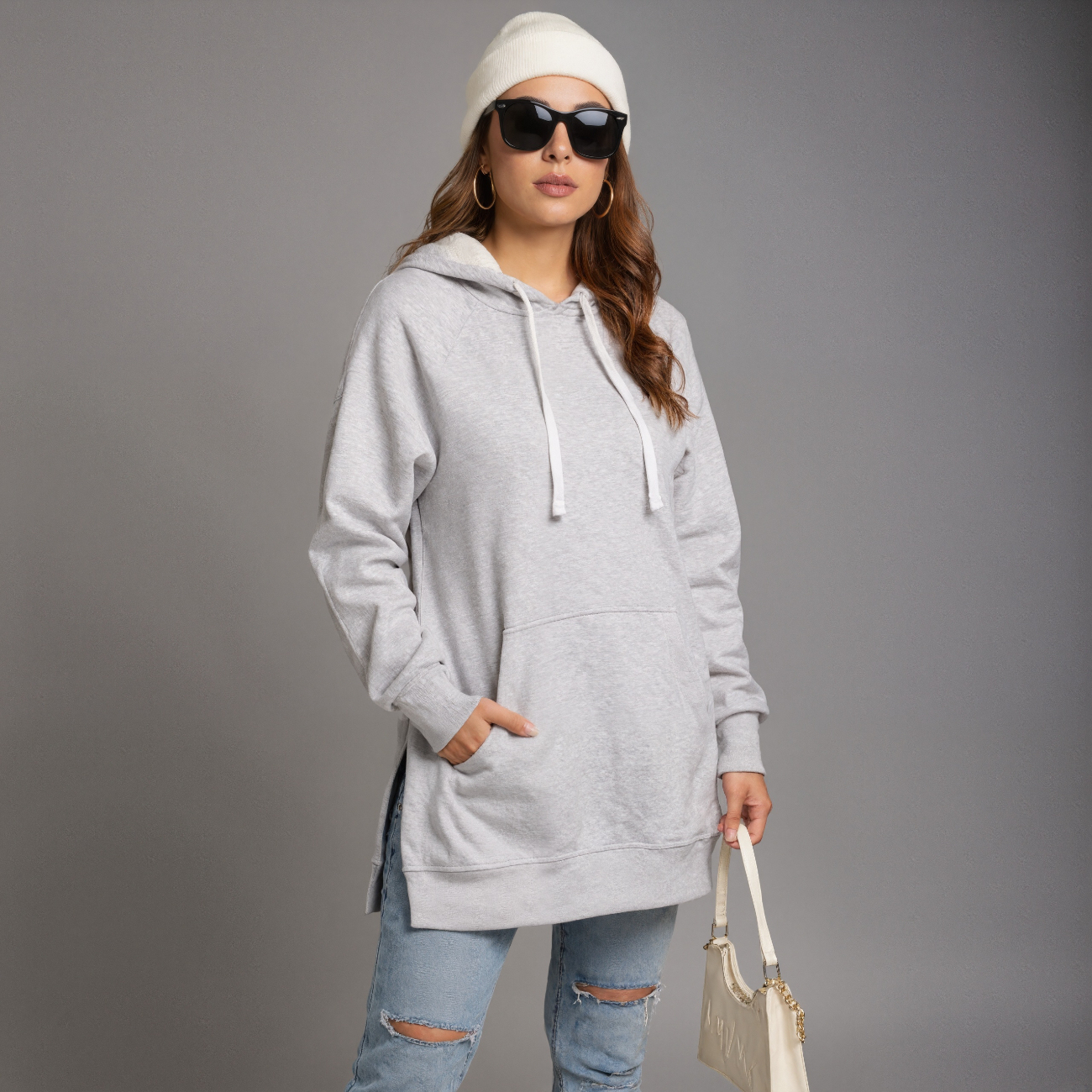 Loose Fit Pullover Hoodie Dress – Pastel Pink Oversized Comfort