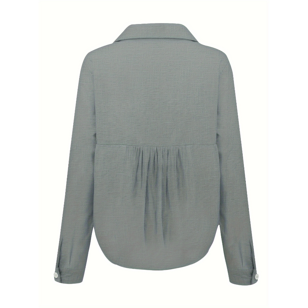 Loose Long Sleeve Shirt With Button Front For Women