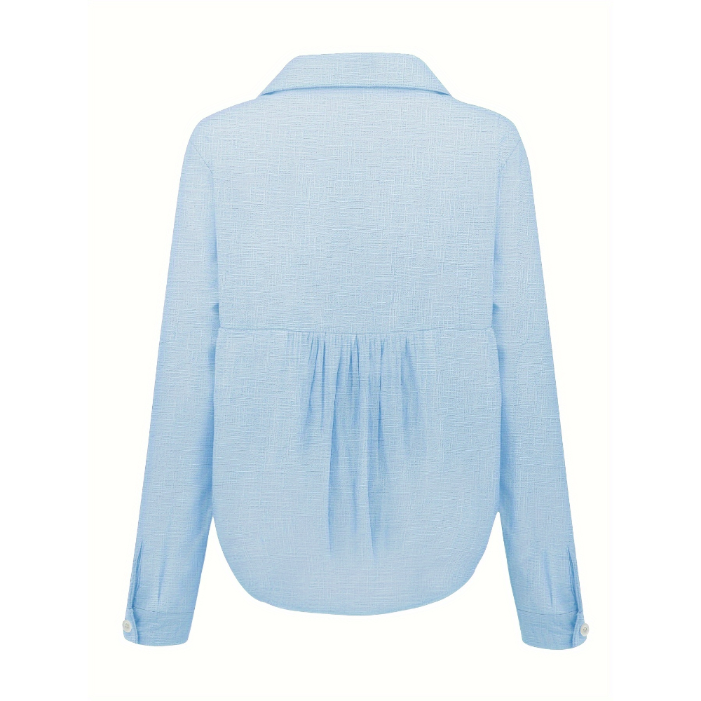 Loose Long Sleeve Shirt With Button Front For Women