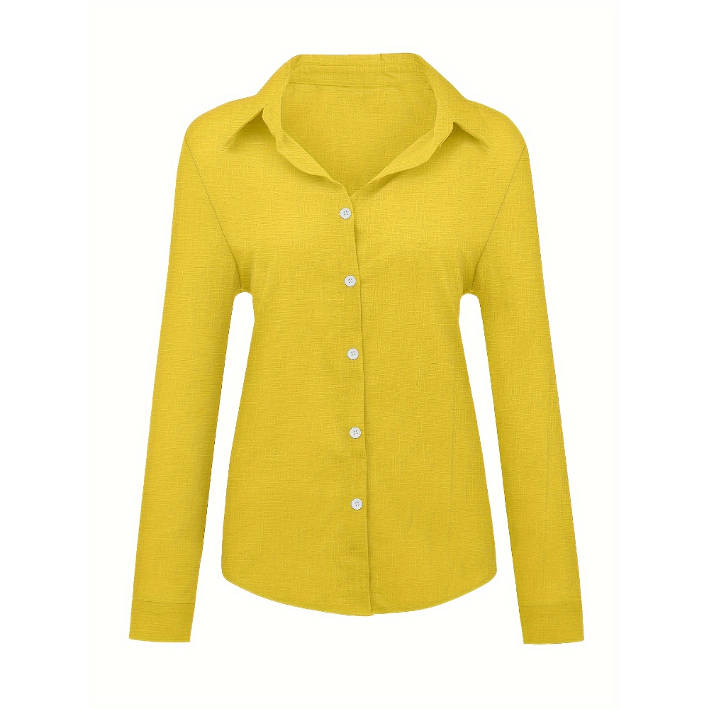 Loose Long Sleeve Shirt With Button Front For Women