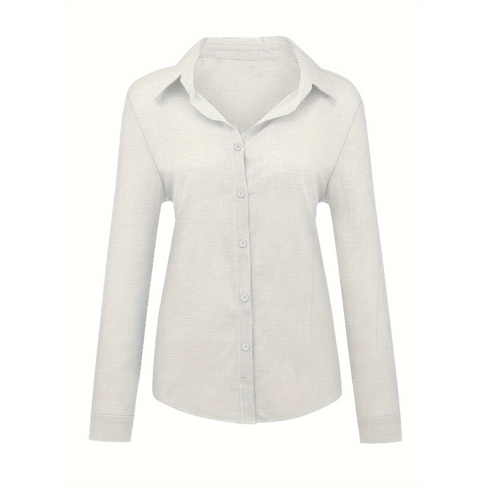 Loose Long Sleeve Shirt With Button Front For Women