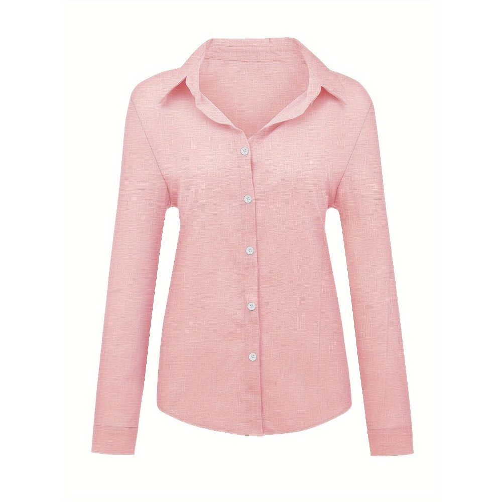 Loose Long Sleeve Shirt With Button Front For Women