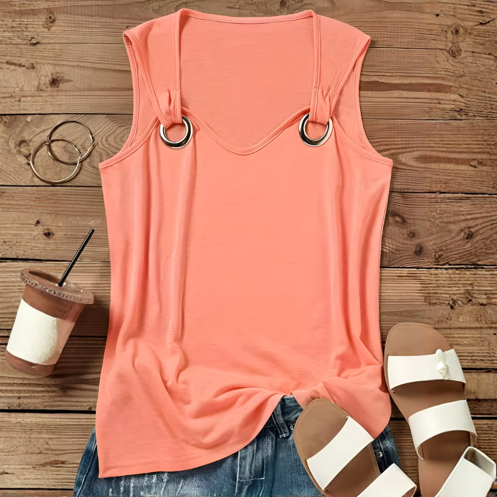 Casual Sleeveless Tank Top With Ring Detail