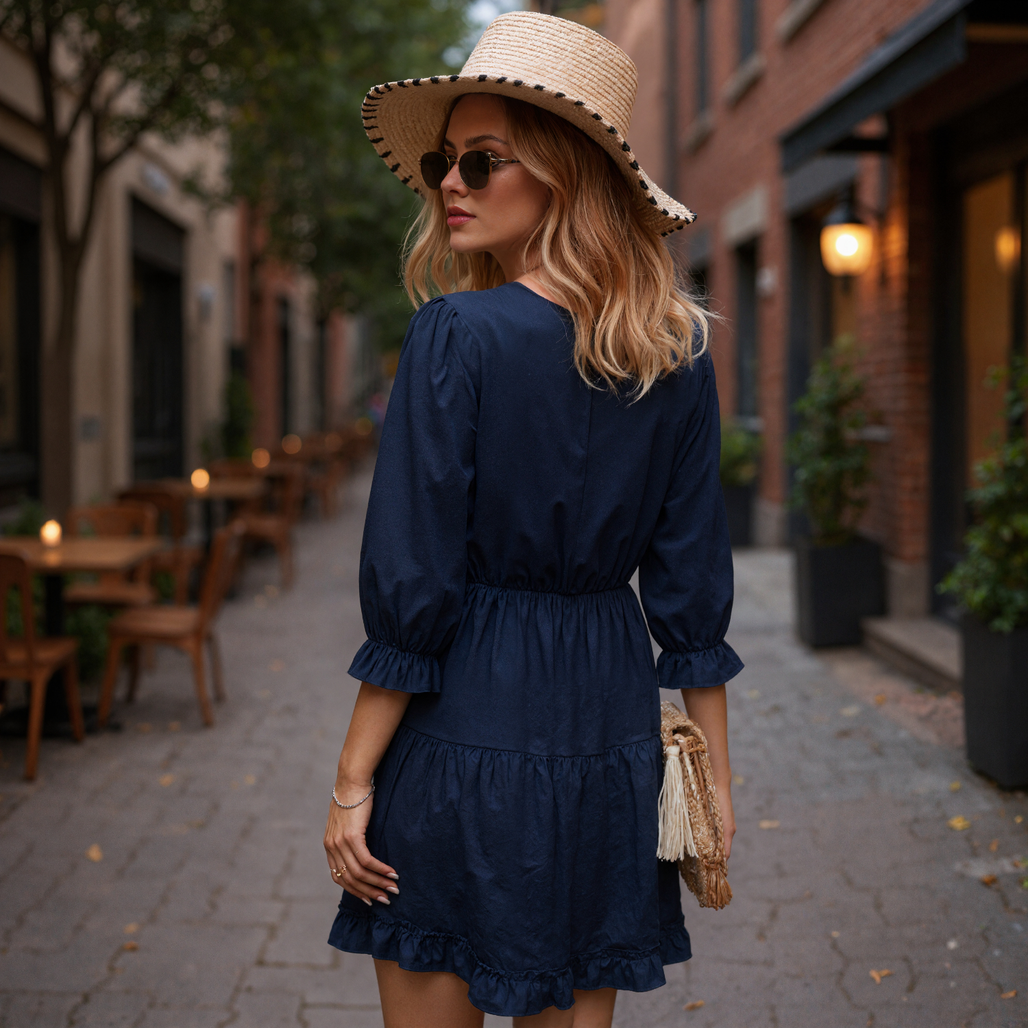 Midi Dress with Tiered Layers and Ruffle Detail