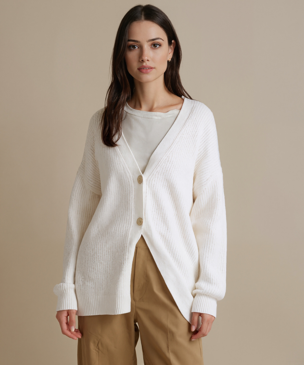 Minimalist Cashmere Knit Long Cardigan – Elegant Cold Weather Layer