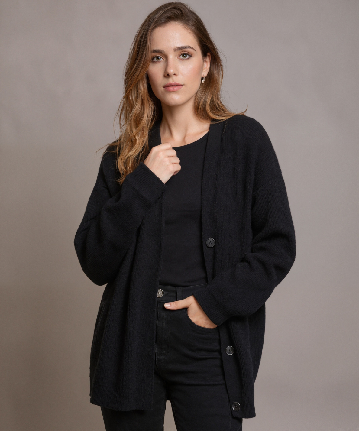 Minimalist Cashmere Knit Long Cardigan