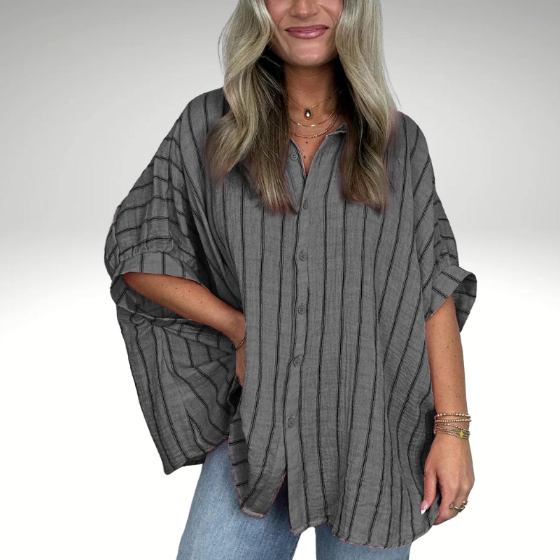 Minimalist Striped Design Collared Shirt-My Comfy Blouse