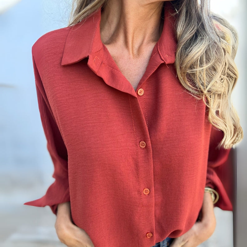 Modern Long Sleeve Woven Shirt-My Comfy Blouse