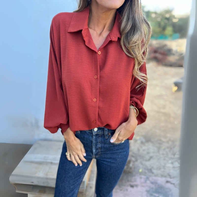 Modern Long Sleeve Woven Shirt-My Comfy Blouse