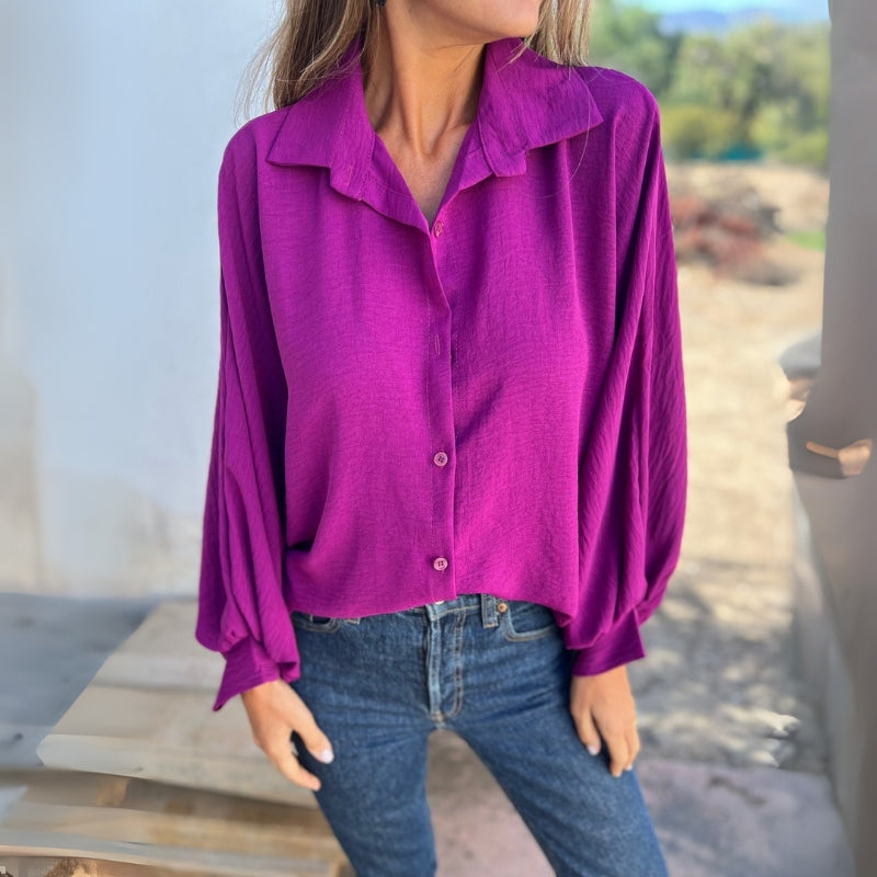 Modern Long Sleeve Woven Shirt-My Comfy Blouse