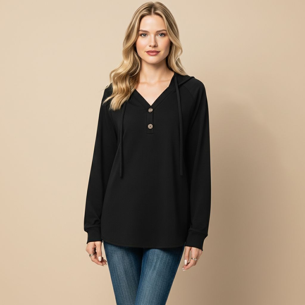 Plaid Tunic Hoodie Loose Fit Pullover