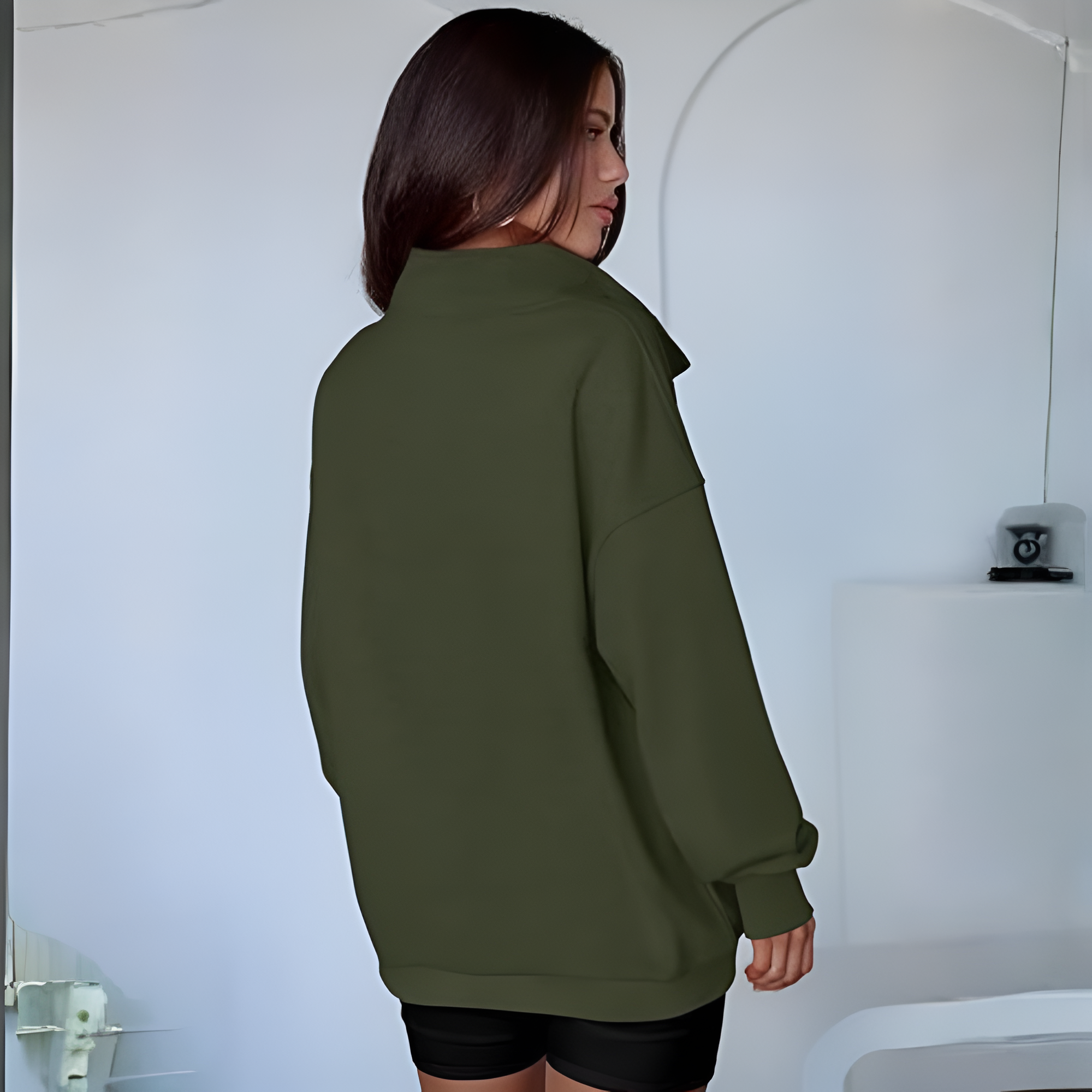 Casual Oversized Sweatshirt With Button Design For Women