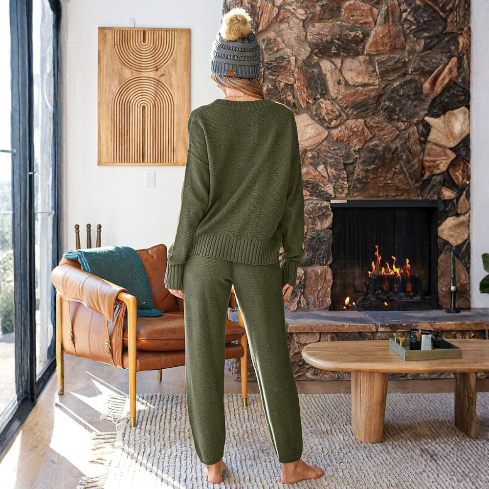 Womens Cardigan Pants Sets 2 Piece Slouchy Sweater Loungewear