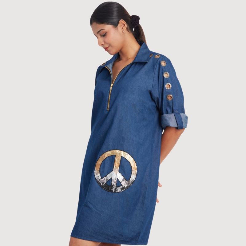 One Piece Dress With Embroidery And Decorative Eyelets-My Comfy Blouse