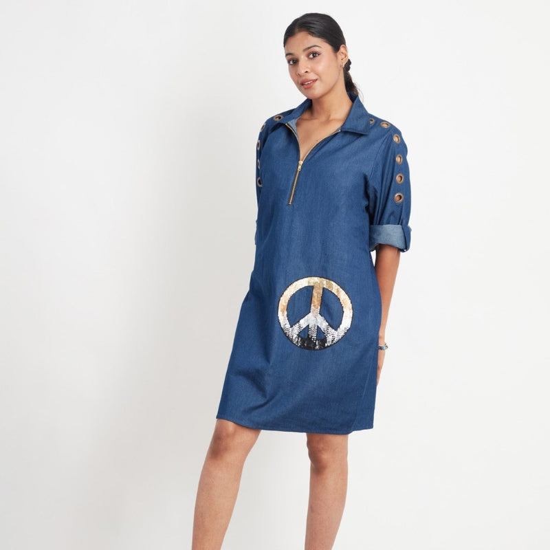One Piece Dress With Embroidery And Decorative Eyelets-My Comfy Blouse