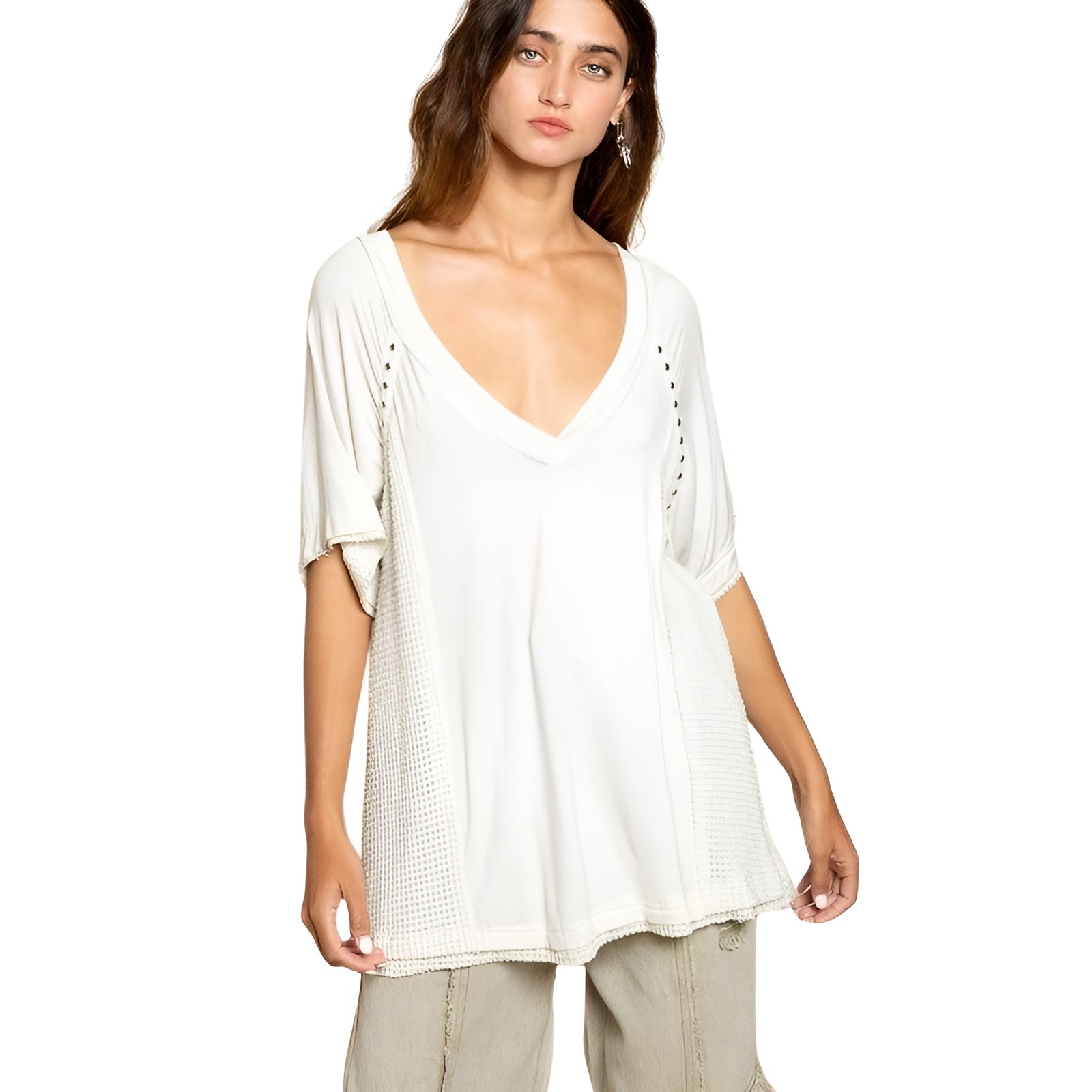 Open Back Detail Textured Knit Top-My Comfy Blouse