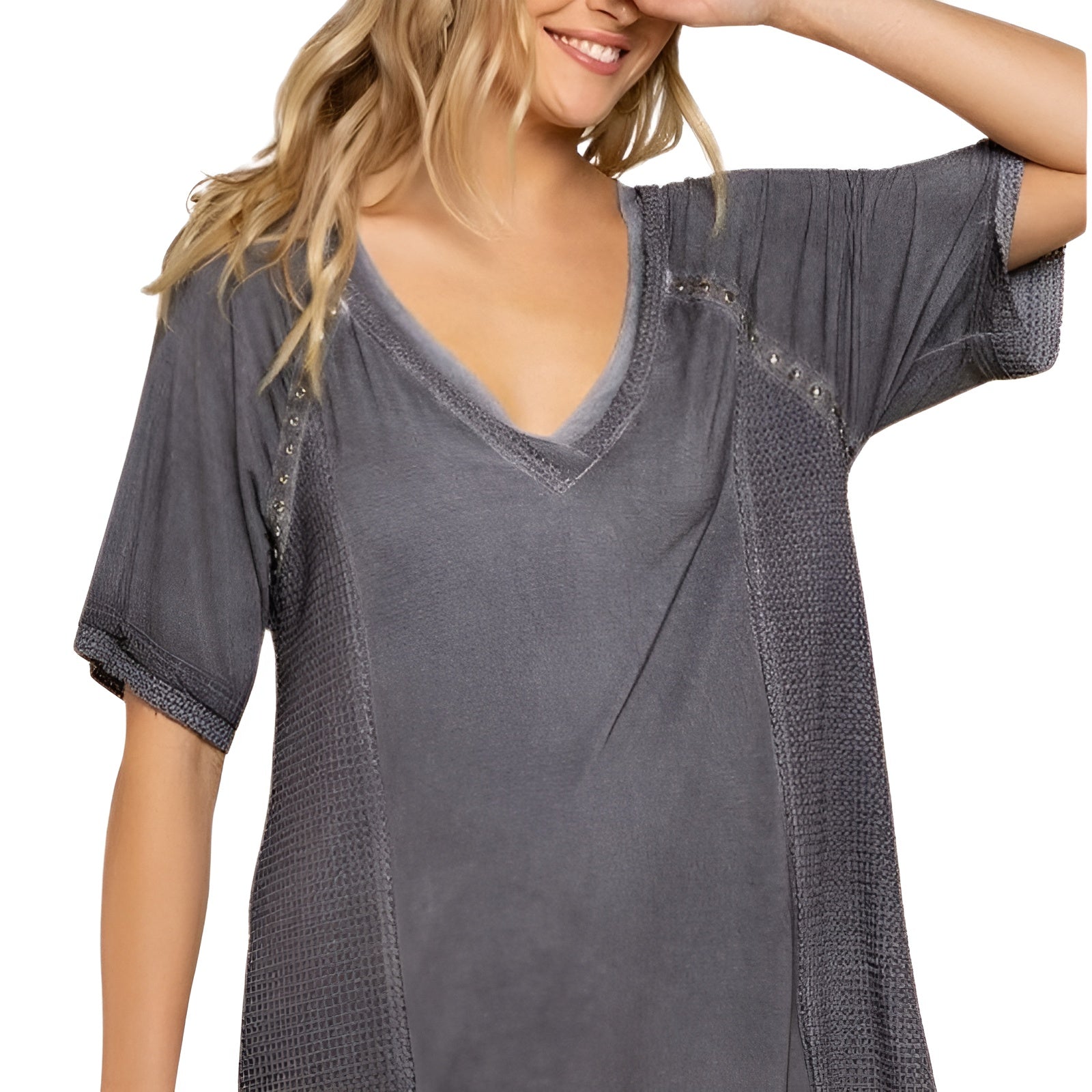 Open Back Detail Textured Knit Top-My Comfy Blouse