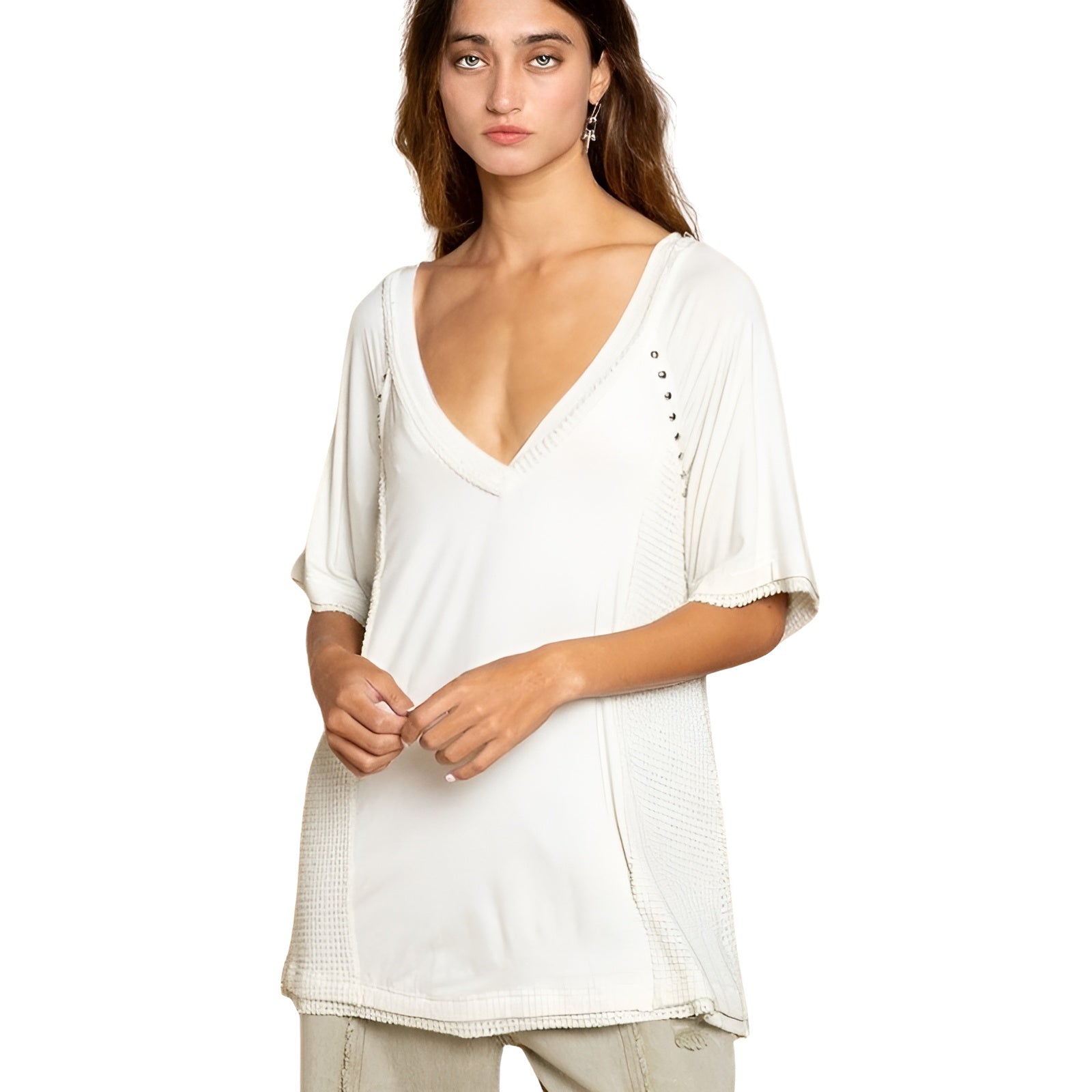 Open Back Detail Textured Knit Top-My Comfy Blouse