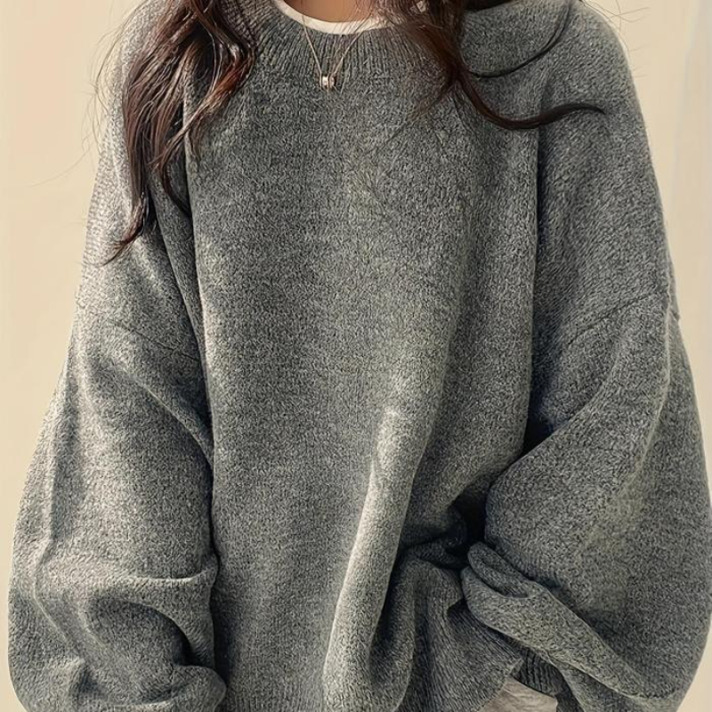 Oversized Drop Shoulder Split Hem Sweater For Women-My Comfy Blouse