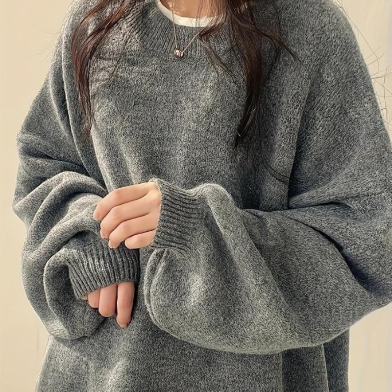 Oversized Drop Shoulder Split Hem Sweater For Women-My Comfy Blouse