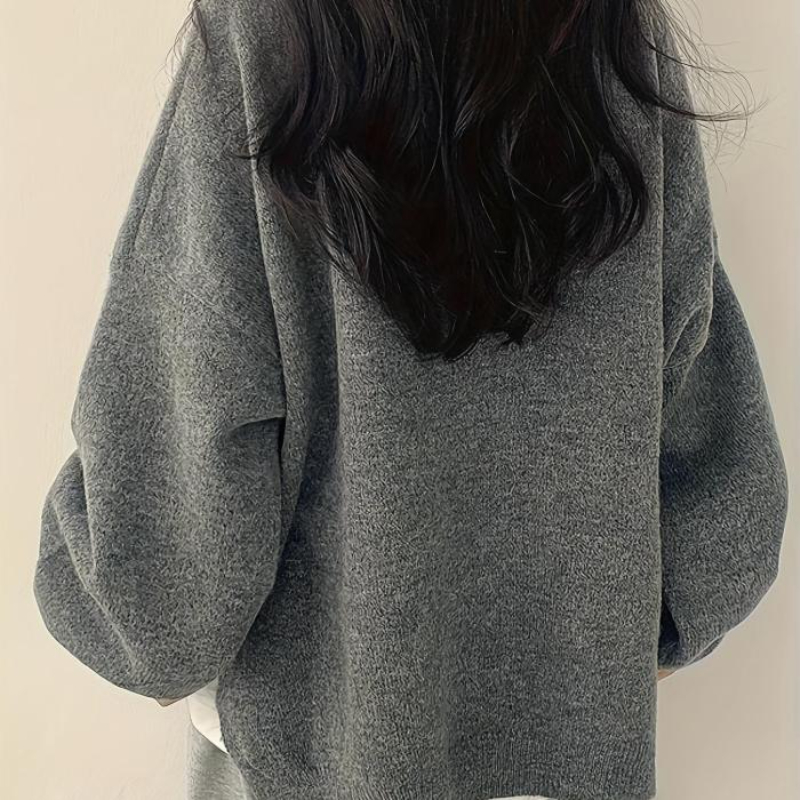 Oversized Drop Shoulder Split Hem Sweater For Women-My Comfy Blouse
