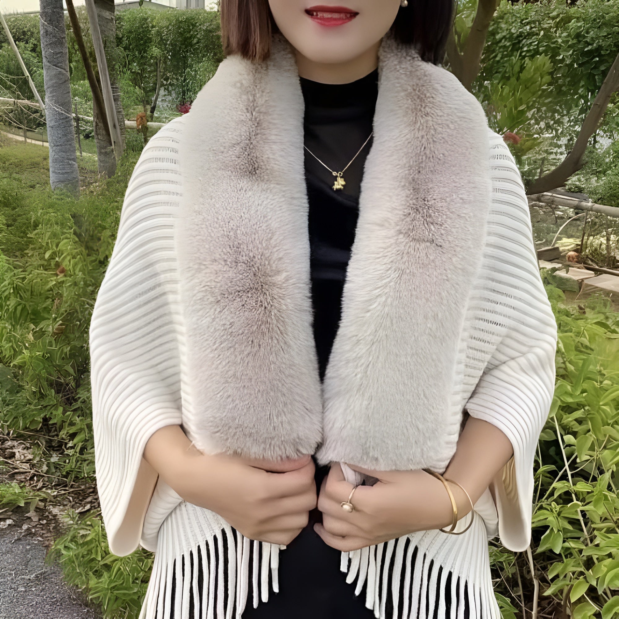 Oversized Knitted Shawl With Cashmere Texture-My Comfy Blouse