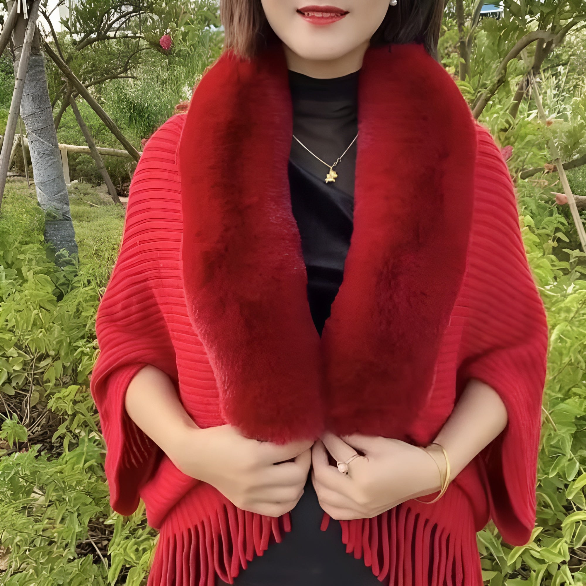 Oversized Knitted Shawl With Cashmere Texture-My Comfy Blouse