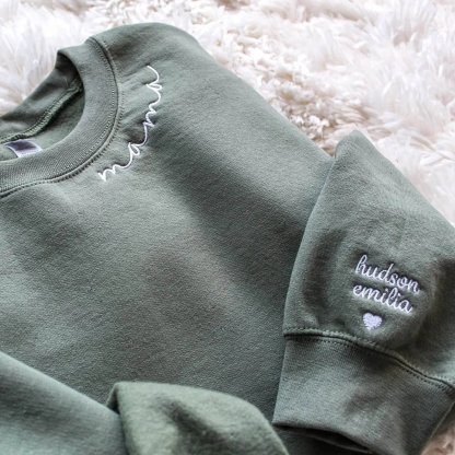 Personalized Mama Sweatshirt Featuring Names On Sleeve