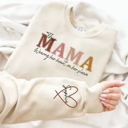 Personalized Mama Sweatshirt With Custom Kids Names On Sleeves