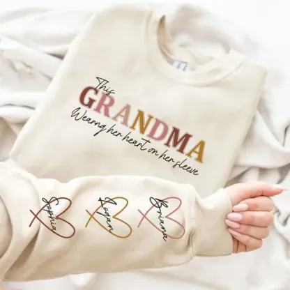 Personalized Mama Sweatshirt With Custom Kids Names On Sleeves
