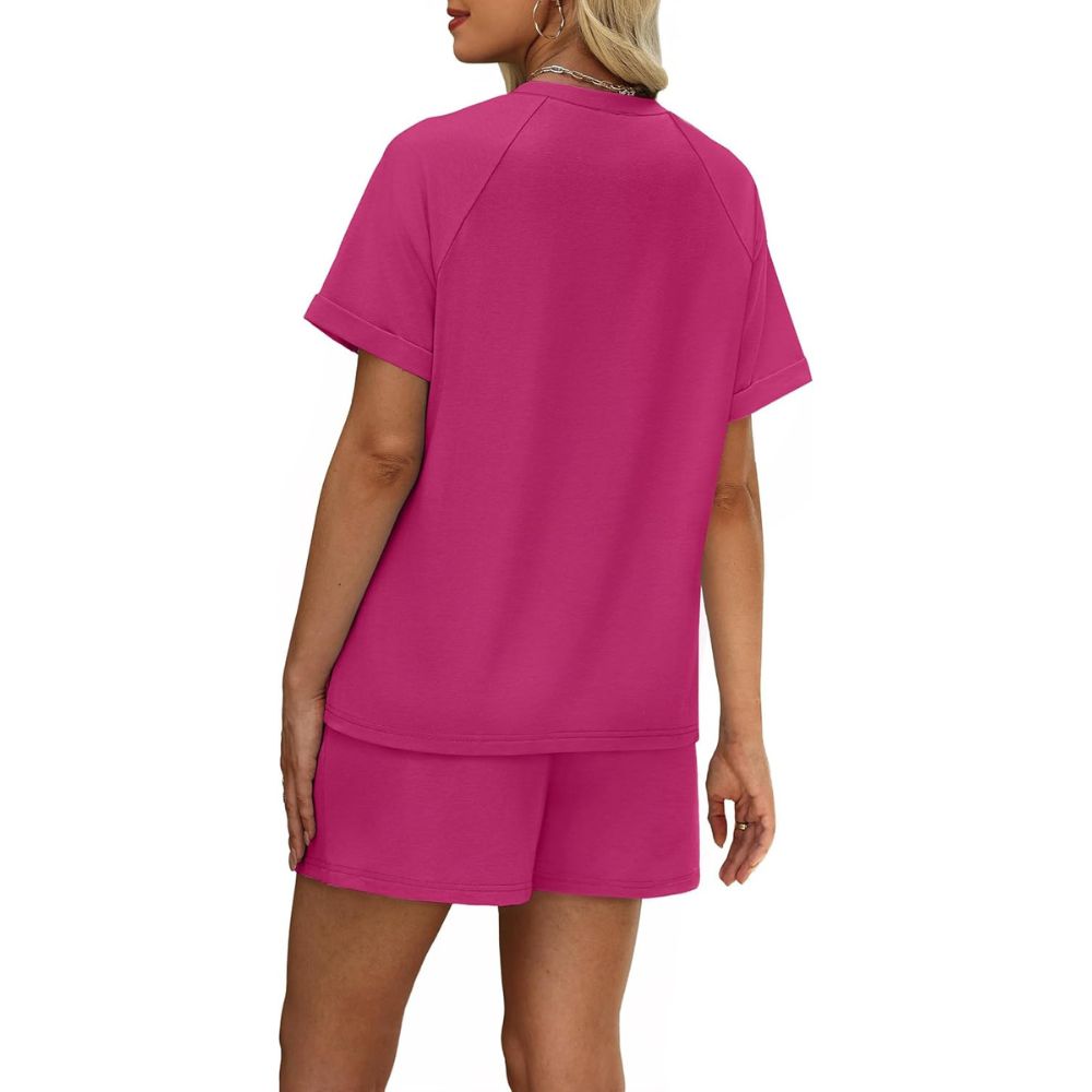 Women's 2 Piece Lounge Sets Short Sleeve T-Shirt and Drawstring Shorts