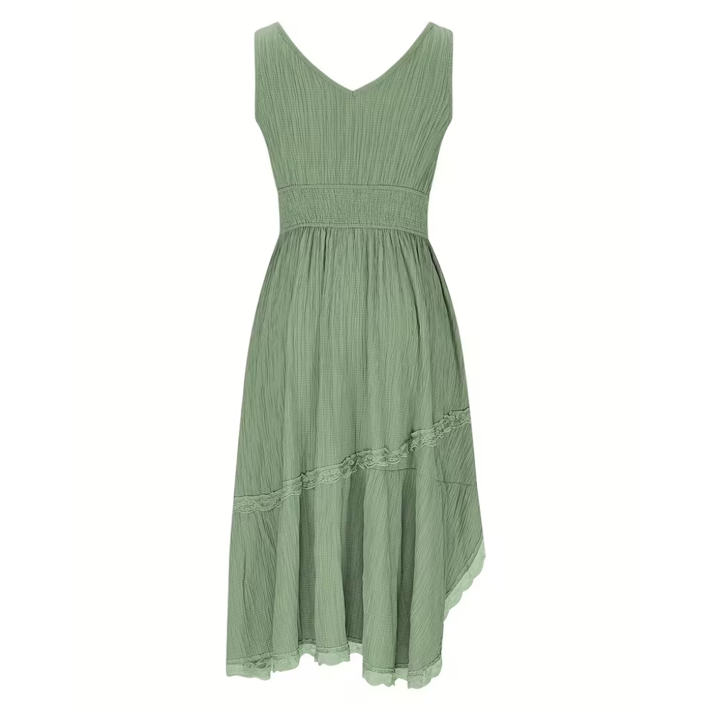 Pleated Hem Lace Detail Dress