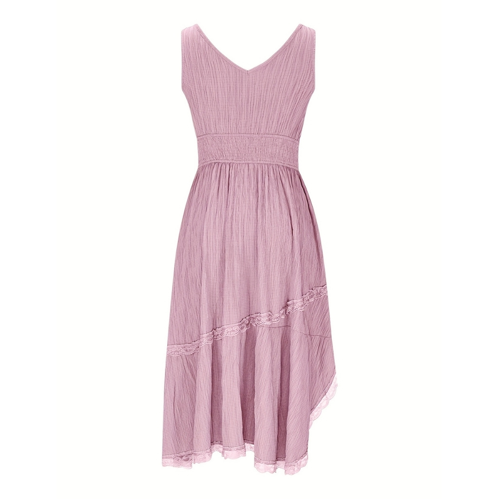 Pleated Hem Lace Detail Dress