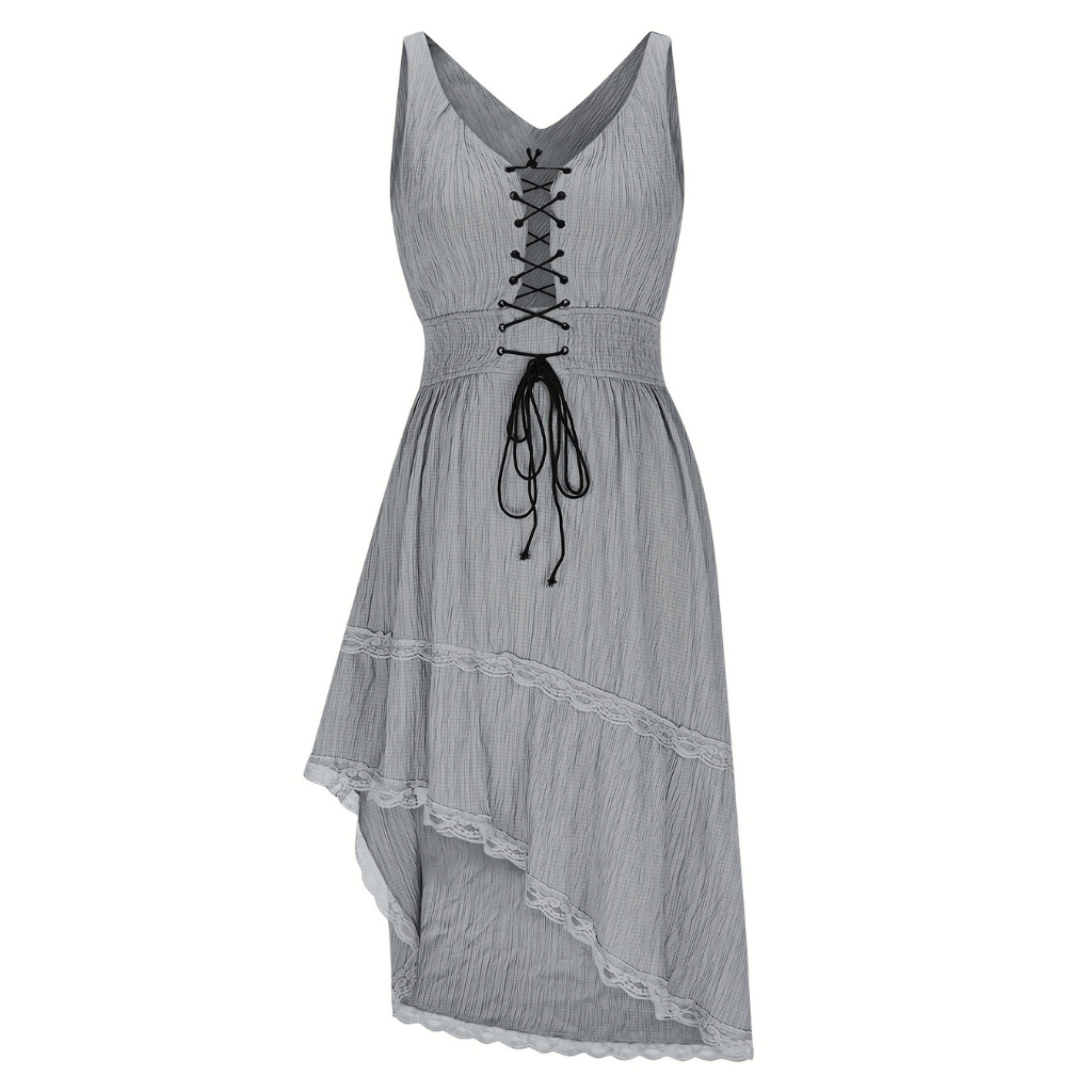 Pleated Hem Lace Detail Dress