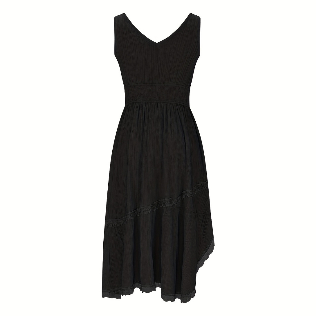 Pleated Hem Lace Detail Dress