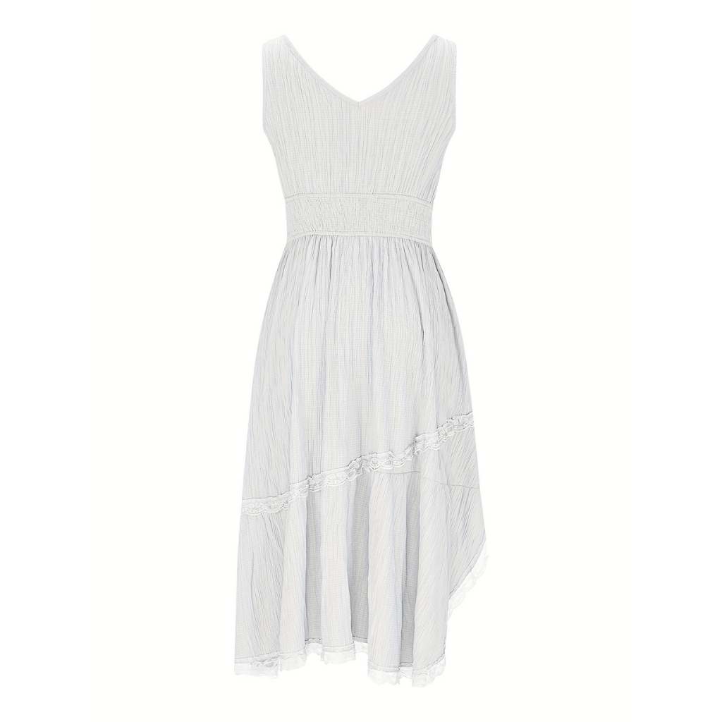 Pleated Hem Lace Detail Dress