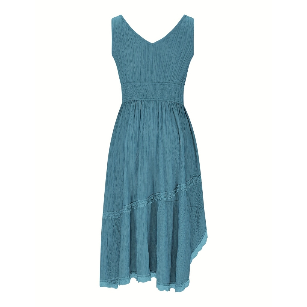 Pleated Hem Lace Detail Dress