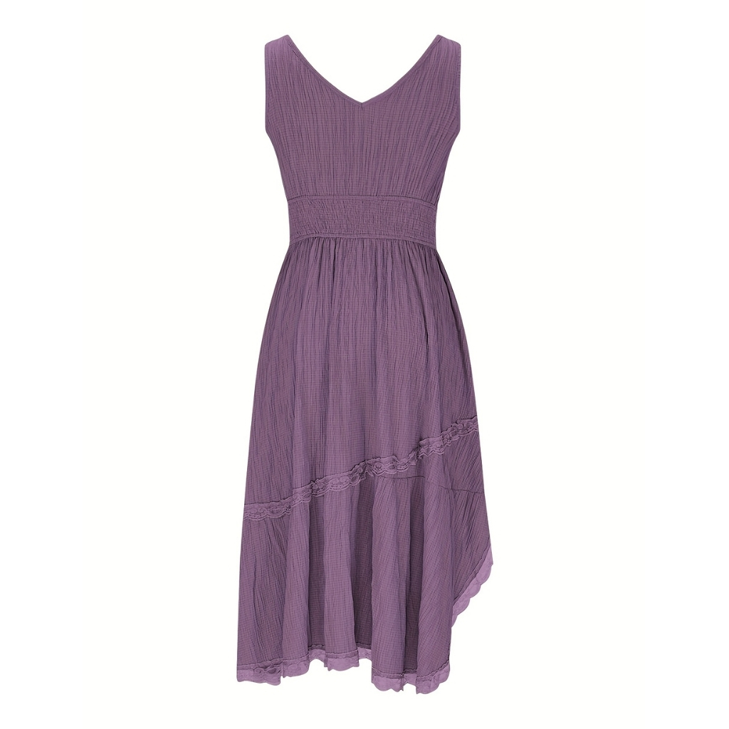 Pleated Hem Lace Detail Dress