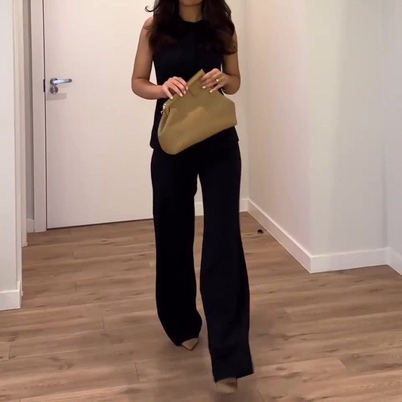 Regal Vest Slim-fit button-up Japanese crepe Vest-My Comfy Blouse