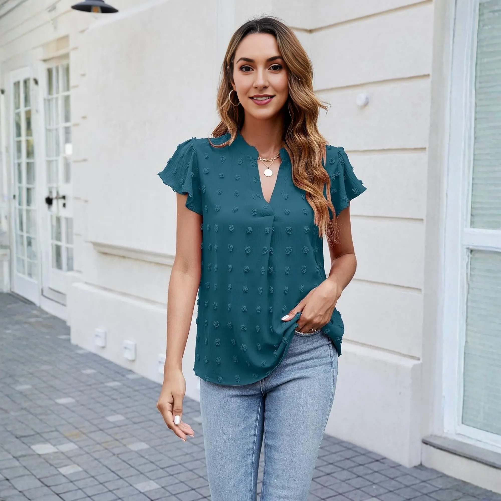 Ruffle Sleeve Flowy Everyday Summer Style Top