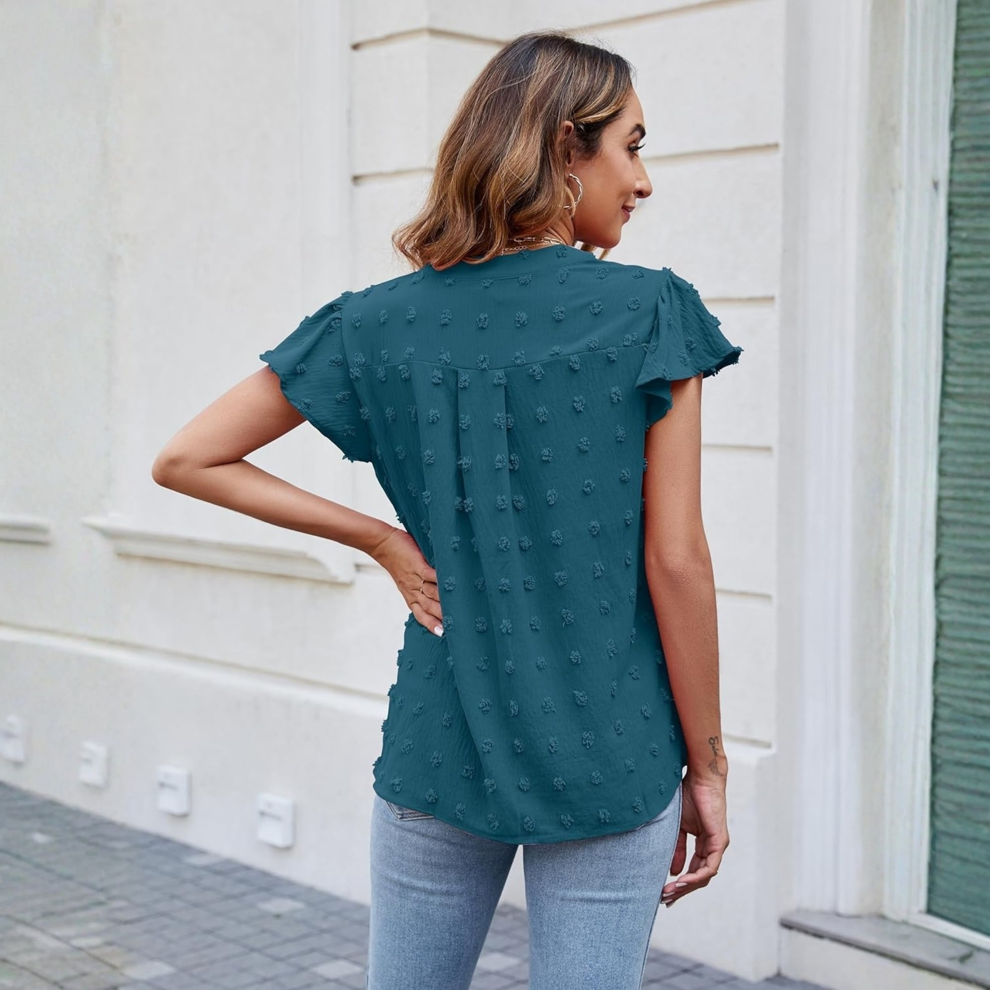 Ruffle Sleeve Flowy Everyday Summer Style Top