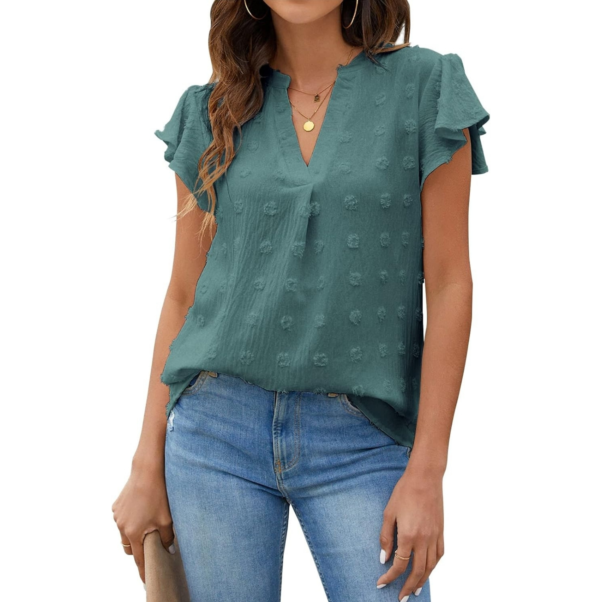 Ruffle Sleeve Flowy Everyday Summer Style Top