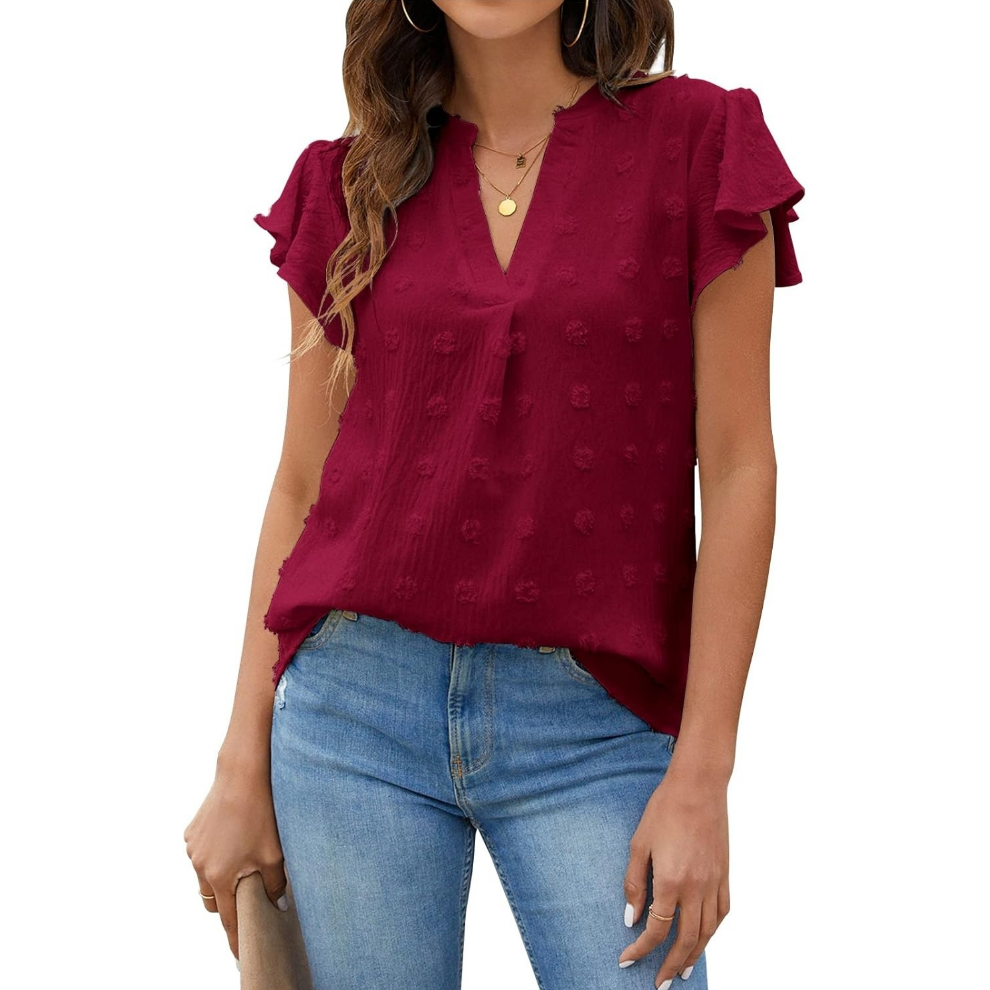 Ruffle Sleeve Flowy Everyday Summer Style Top