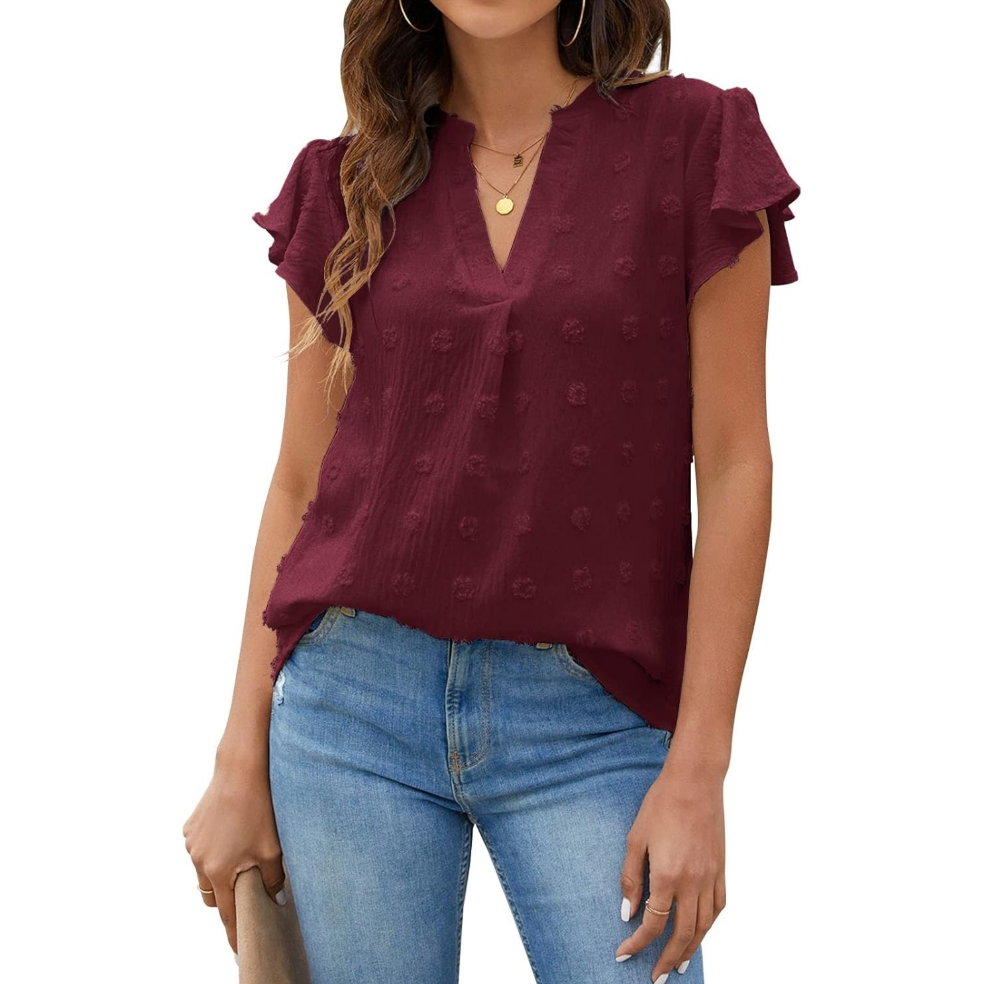 Ruffle Sleeve Flowy Everyday Summer Style Top