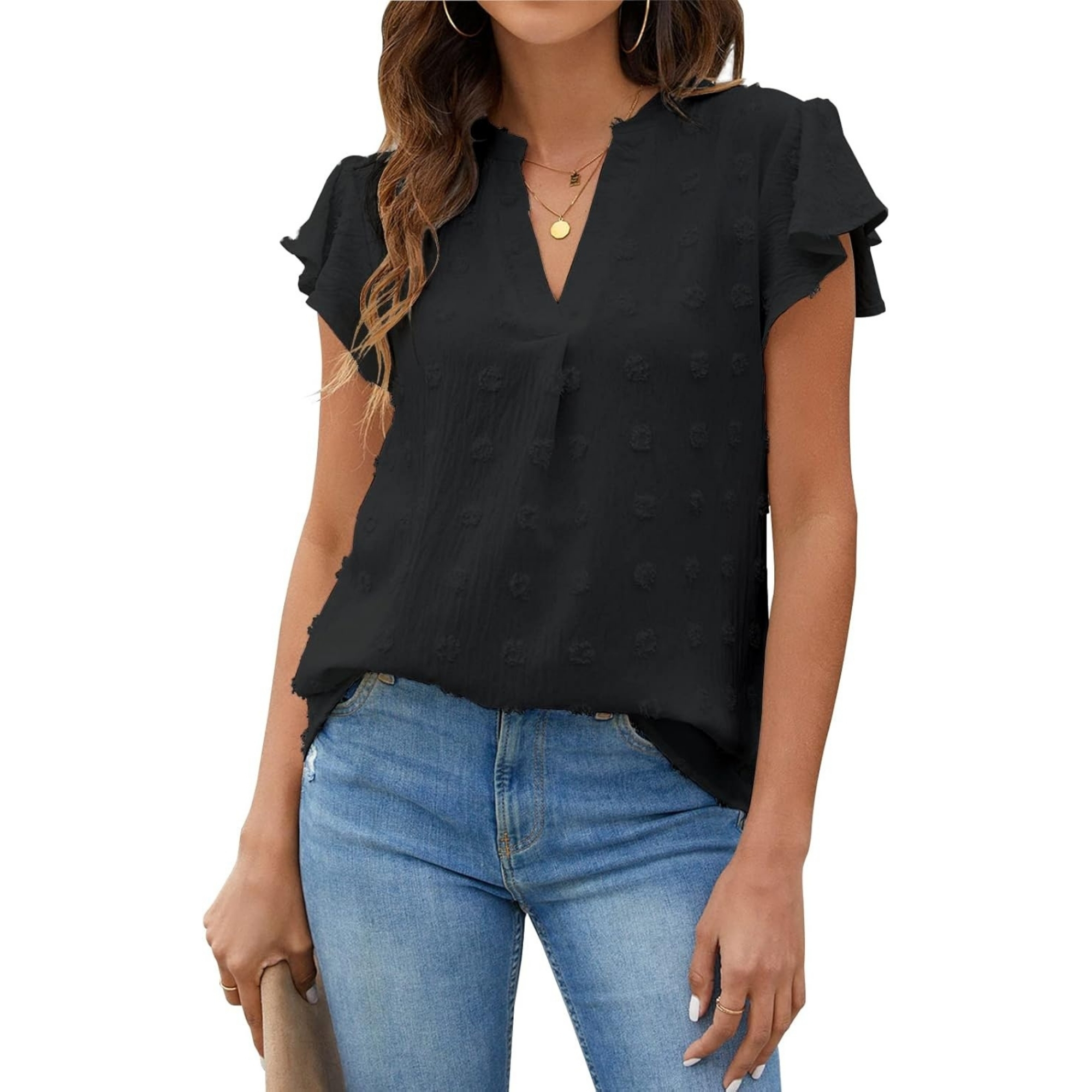 Ruffle Sleeve Flowy Everyday Summer Style Top