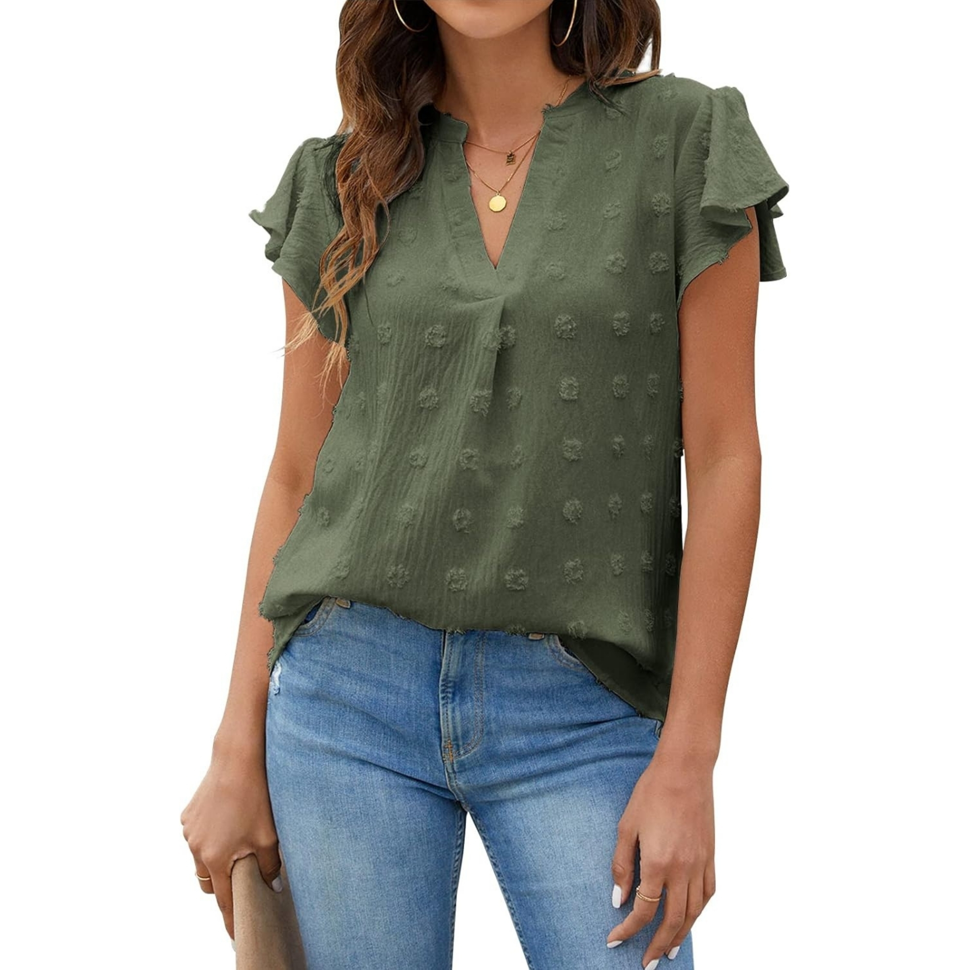 Ruffle Sleeve Flowy Everyday Summer Style Top