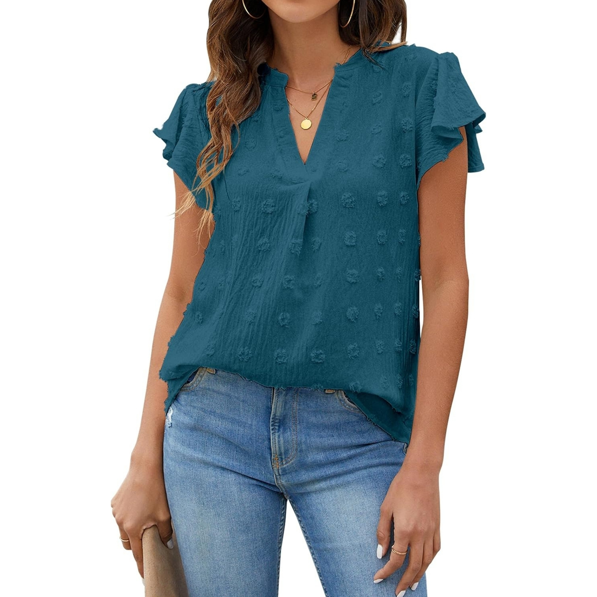 Ruffle Sleeve Flowy Everyday Summer Style Top