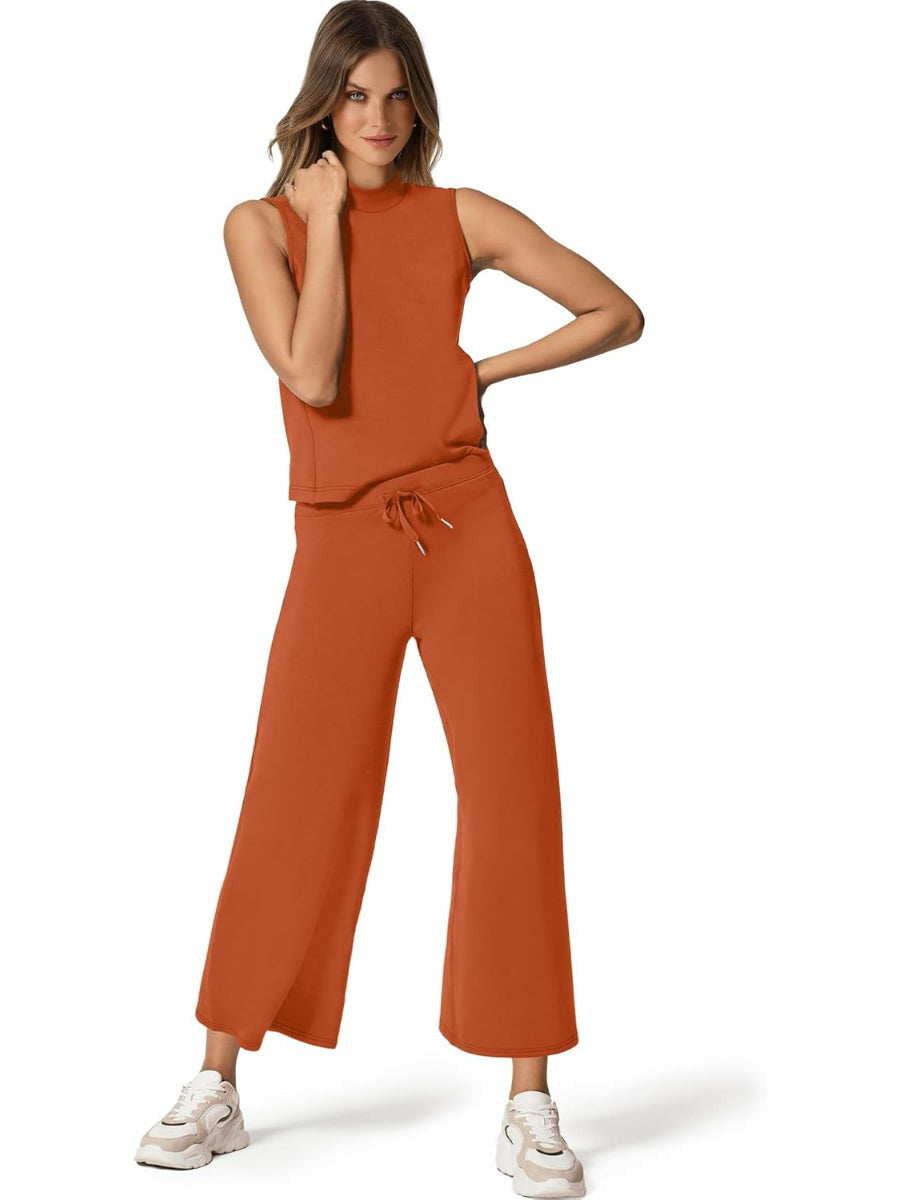 Two Piece Lounge Set With Summer Wide Pants Outfit-My Comfy Blouse