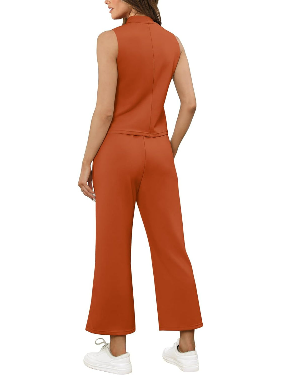 Two Piece Lounge Set With Summer Wide Pants Outfit-My Comfy Blouse